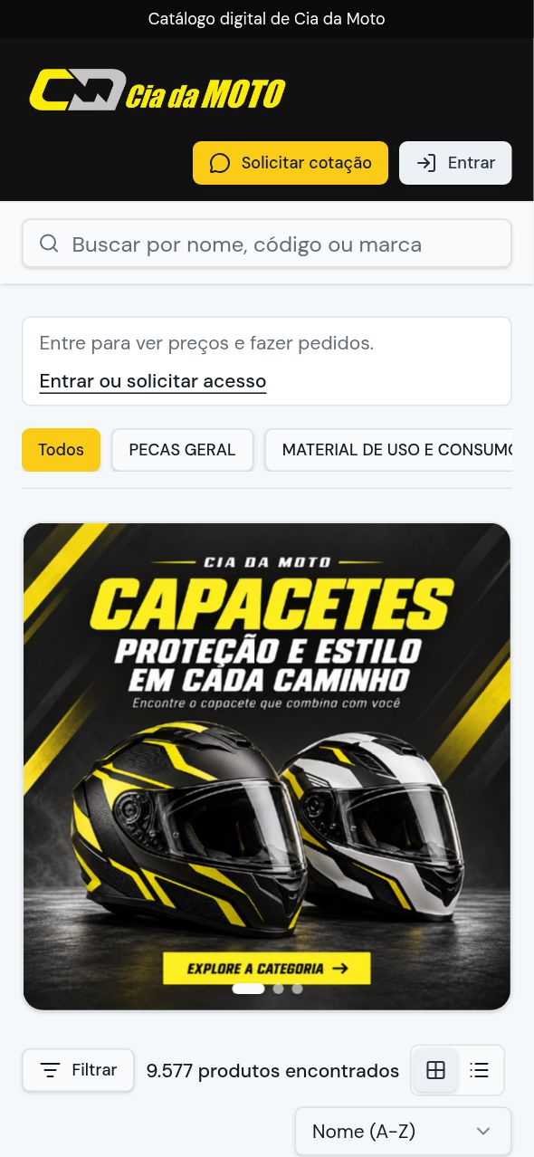 Catálogo da Cia da Moto no celular